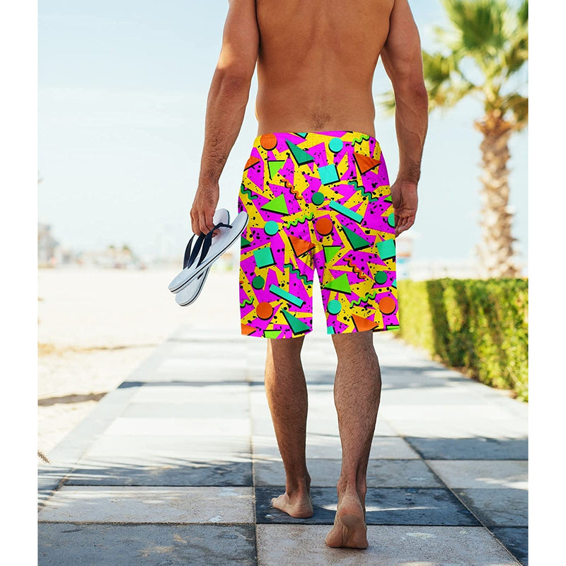 Geometry Pink Funny Swim Trunks