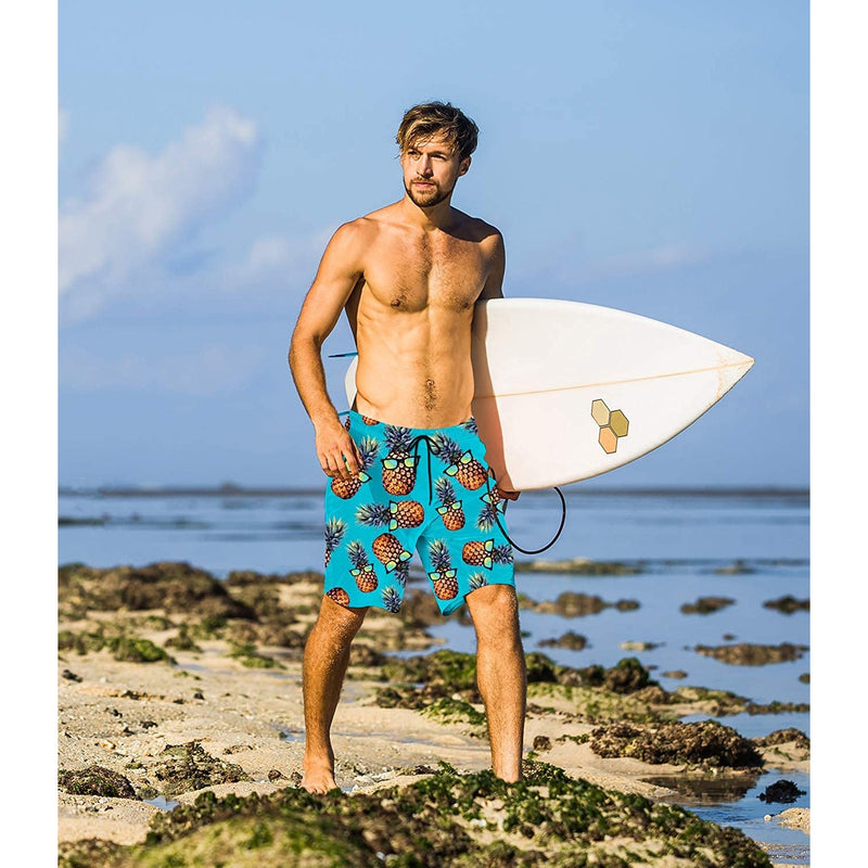 Light Blue Sunglasses Pineapple Funny Swim Trunks