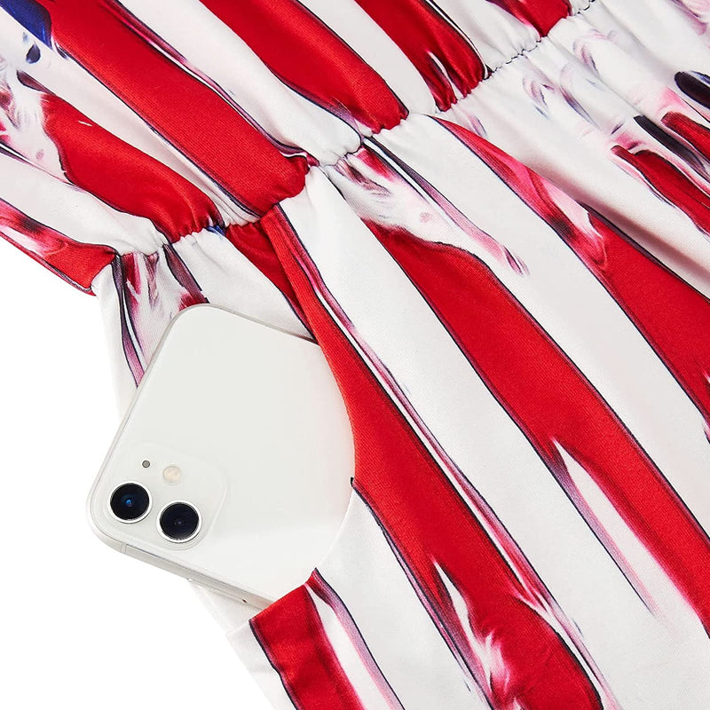 Melting American Flag Skull Romper for Women