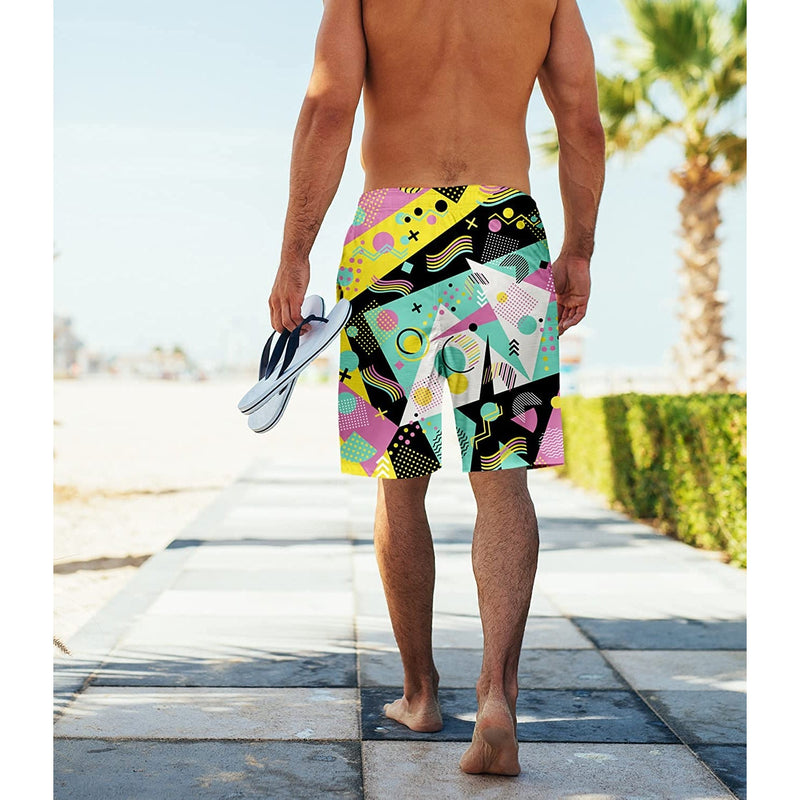 Geometry Yellow Funny Swim Trunks