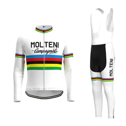 MOLTENI White Vintage Long Sleeve Cycling Jersey Matching Set