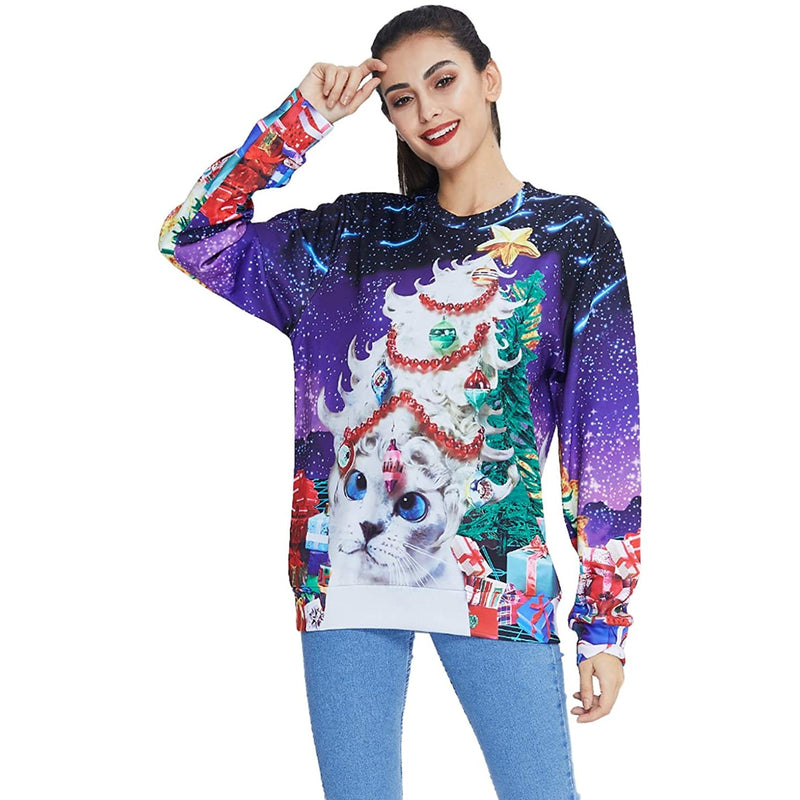 Christmas Tree Cat Ugly Christmas Sweater