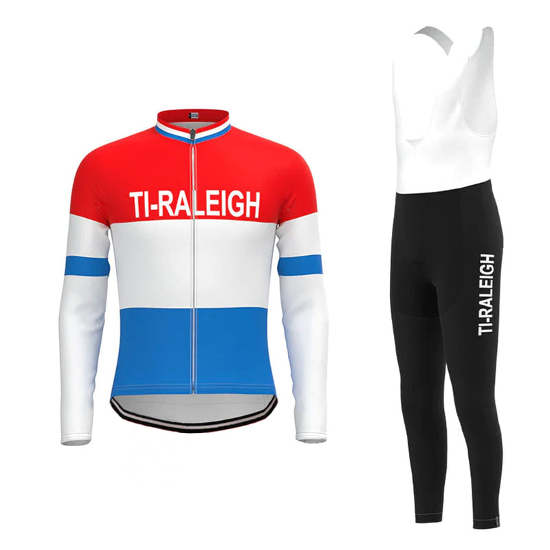 Ti Raleigh Red Blue Long Sleeve Cycling Jersey Matching Set