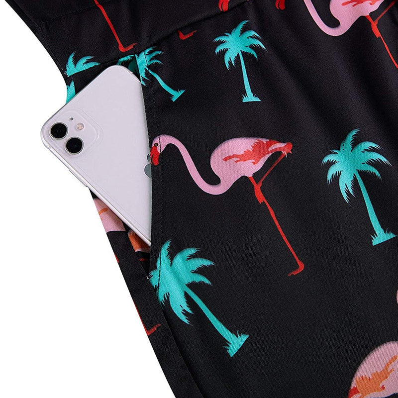 Palm Tree Flamingos Black Male Romper