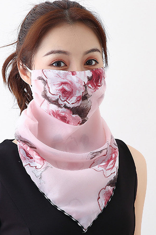 Rose Pink Bandana Scarf With Ear Loops