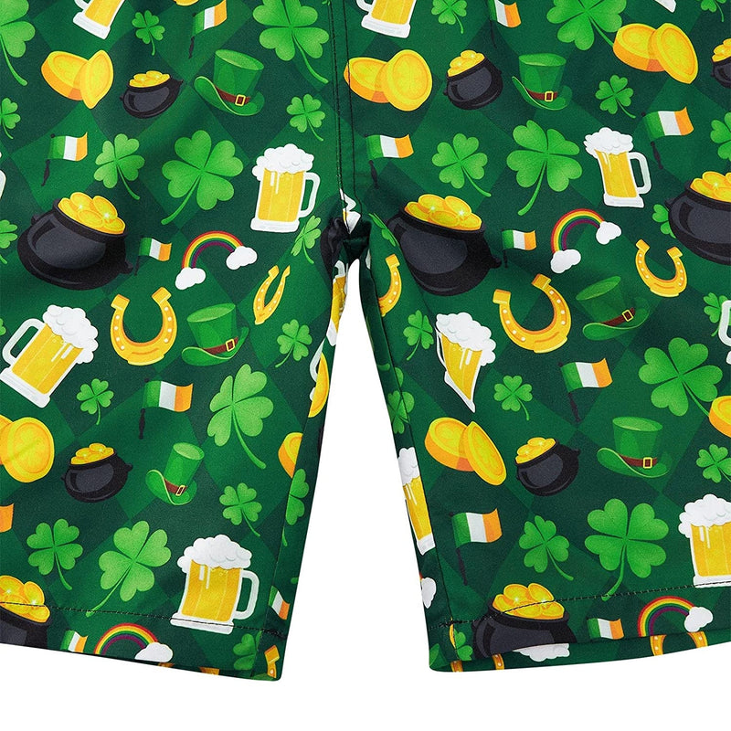 St Patrick's Day Clover  Funny Boy Swim Trunk