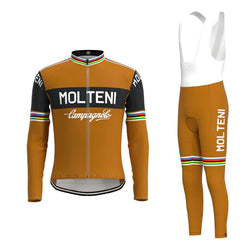 Molteni Black Brown Vintage Long Sleeve Cycling Jersey Matching Set