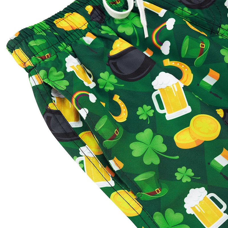 St Patrick's Day Clover  Funny Boy Swim Trunk