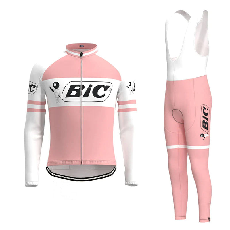 BIC Pink Long Sleeve Cycling Jersey Matching Set