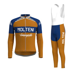 Molteni Blue Brown Vintage Long Sleeve Cycling Jersey Matching Set