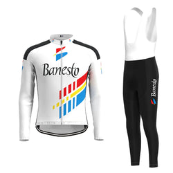 Banesto White Long Sleeve Cycling Jersey Matching Set