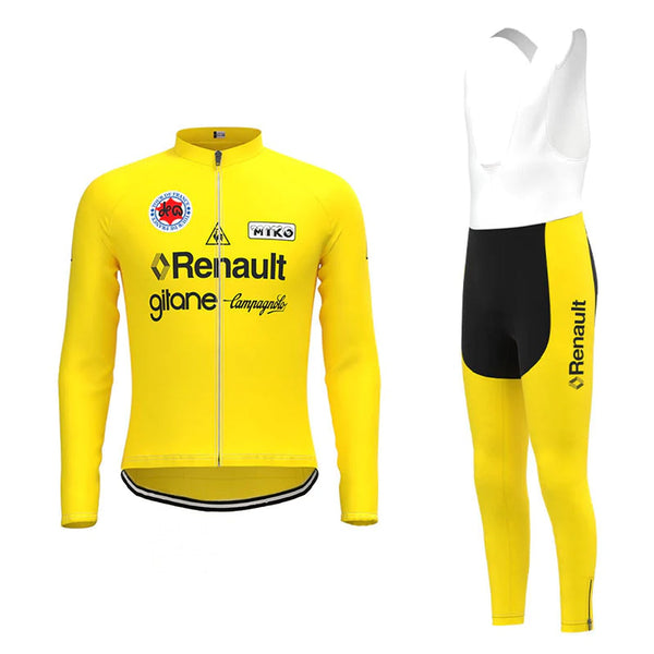 Renault Gitane Yellow Vintage Long Sleeve Cycling Jersey Matching Set