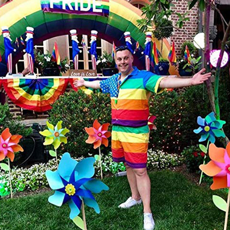 Flag Patriotic Gay Pride Male Romper Forest Coral