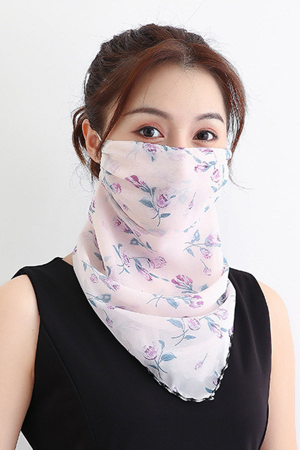 Flowers Pink Bandana Scarf With Ear Loops