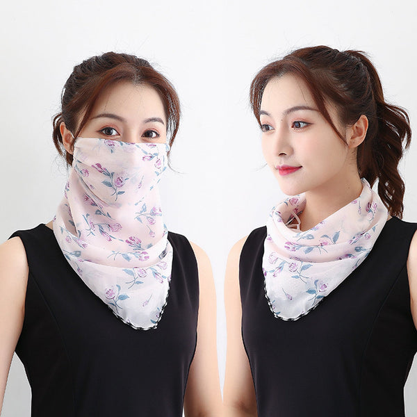 Flowers Pink Bandana Scarf With Ear Loops